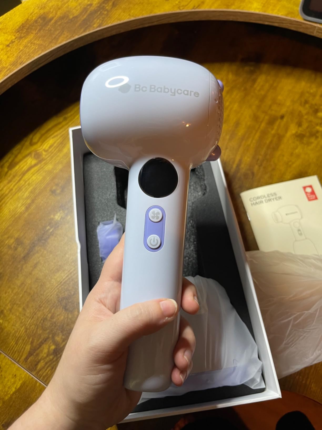 Bc Babycare Gentle Cordless Hair Dryer for Baby and Kids, Quiet Portable Mini Blow Dryer for Infant,Portable Travel Hair Dryer,Low Heat/Speed with 4 Model for Hair Diaper and Full Body (Purple) customer photo 1