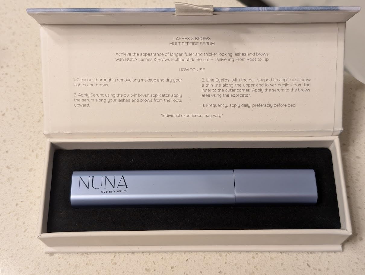 NUNA Eyelash Growth Support Serum 6ml - Eye Lash and Eyebrow Enhancing Serum for Women & Men with Biotin - Korean Multi Peptide & Natural Extracts - Promotes Fuller and Longer Lashes - 6 Month Supply customer photo 1