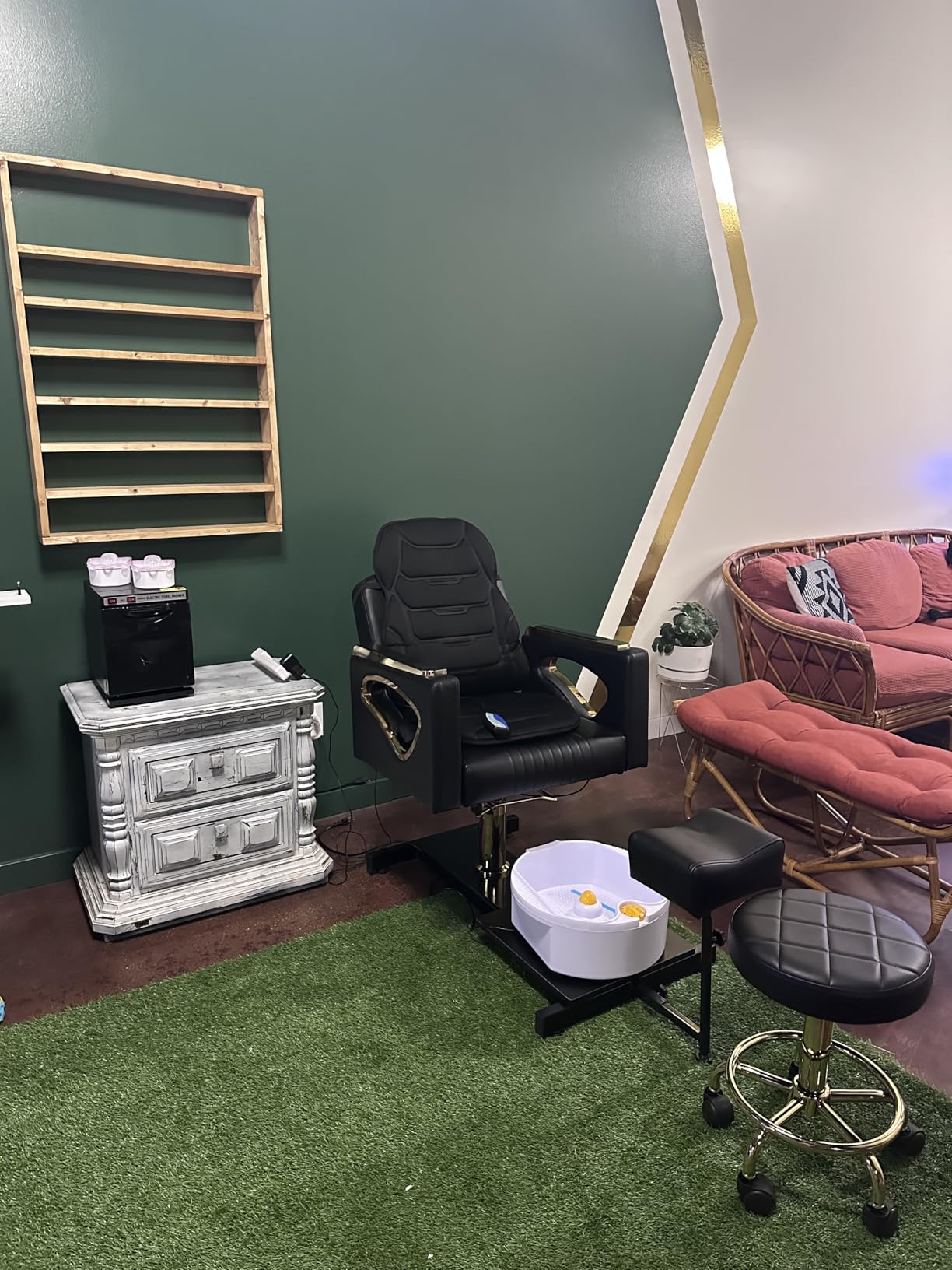 Black Spa Pedicure Chair, Pedicure Station No Plumbing for Nail Tech | 360° Swivel, Equipped with hydraulic pump, Adjustable Footrest, Rolling Pedicure Stool, Suit for Beauty Spa Salon customer photo 2