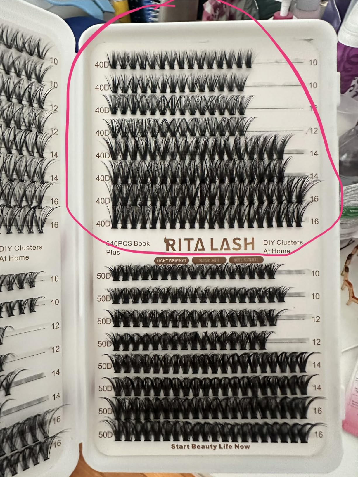 Lash Clusters Kit for Beginners Eyelash Clusters Kit Lashes Clusters Kit Cluster Lashes Pestanas Postizas Naturales with Lash Bond&Seal,Lash Tweezers,Brush RITALASH(640pcs 20D+40D+60D+80D Kit,9-16mm) customer photo 2