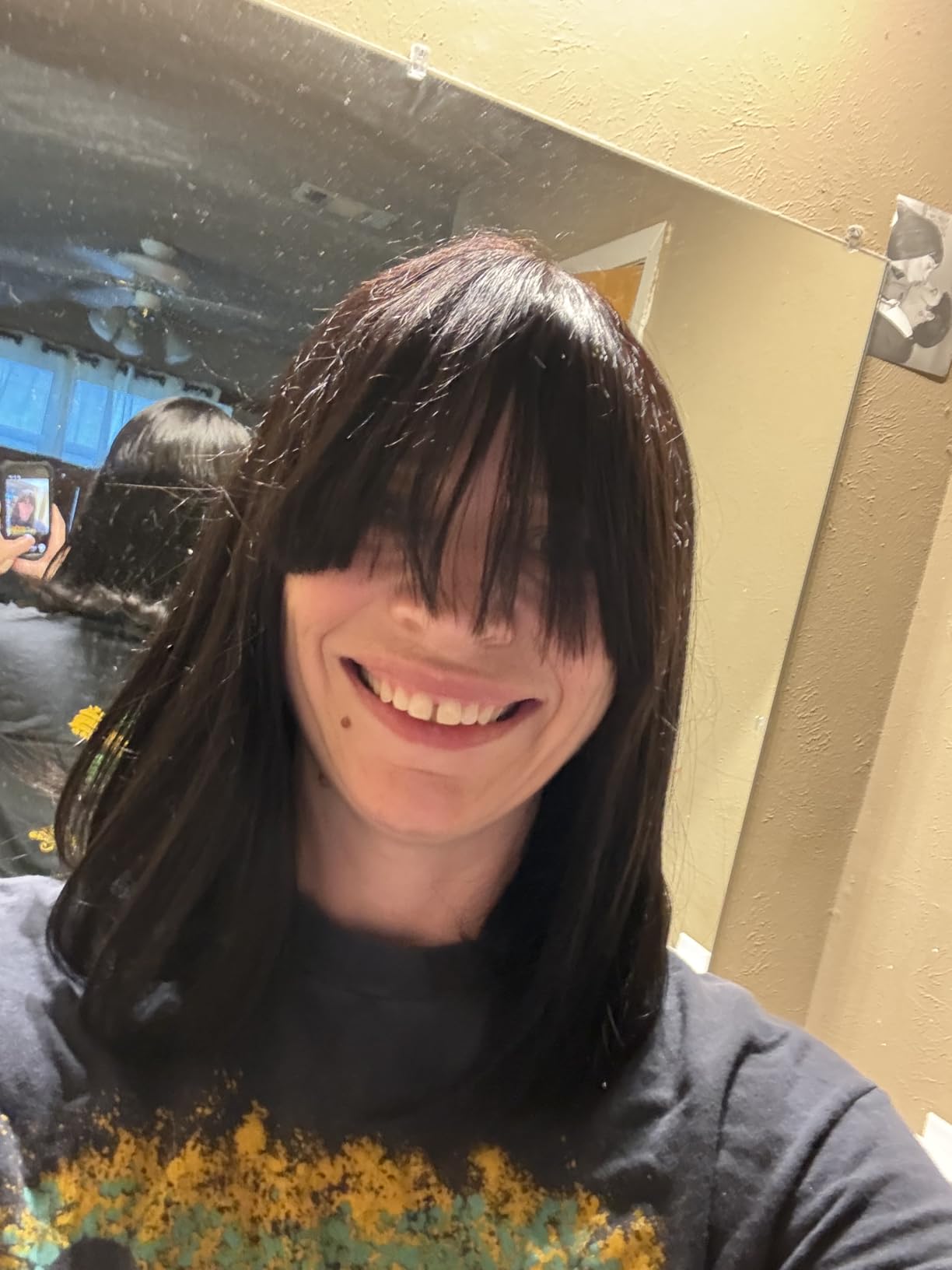 Lusina Bob Wig Human Hair With Bangs Glueless 2x4 HD Lace Closure Wigs, Ready to Go Short Wigs For Women Beginner Friendly (Black, 10 Inch) customer photo 2