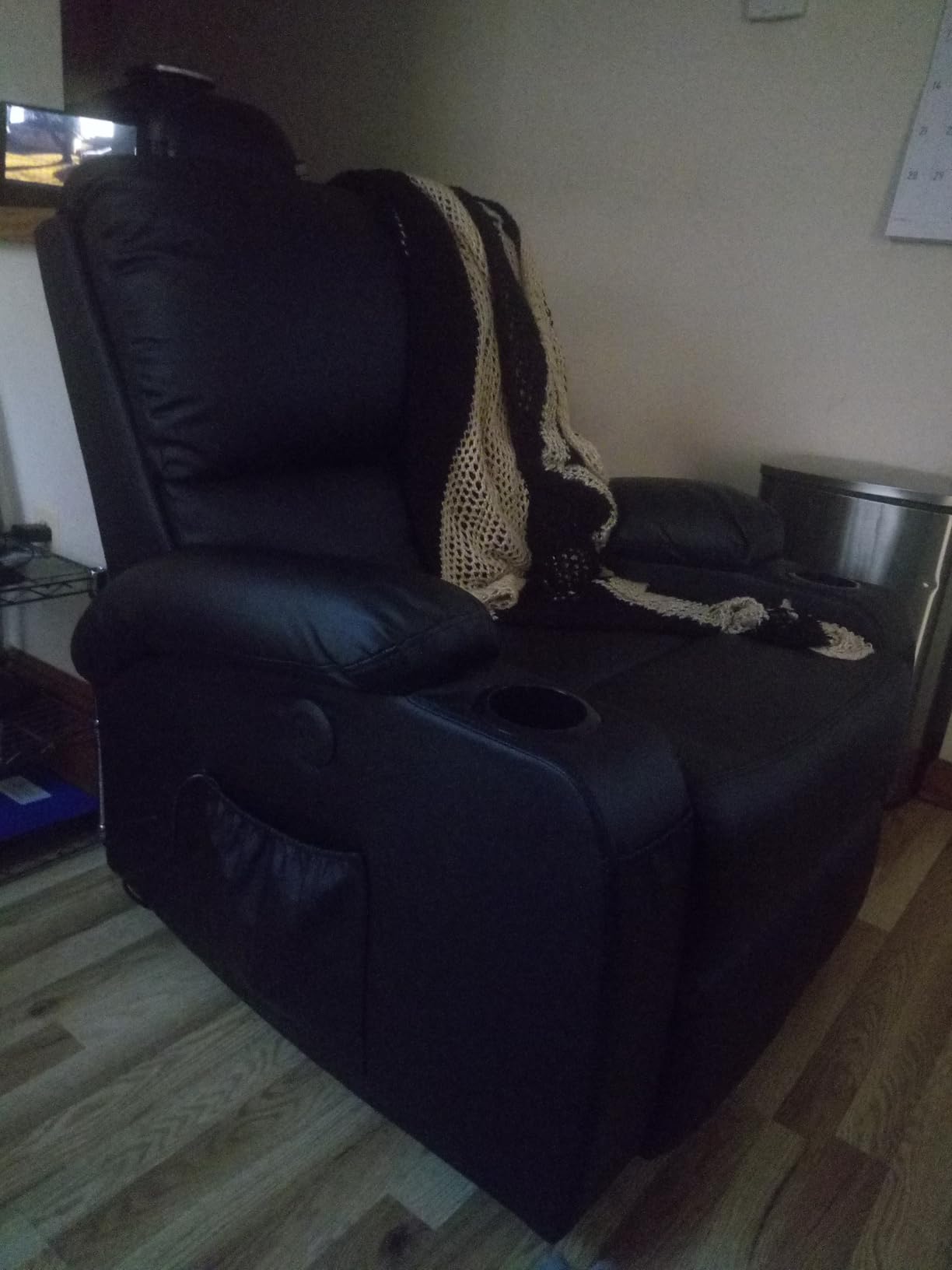LAFWELL Rocking Recliner Chair, Massage Rocker Recliner Chair with Vibration Massage and Heat, USB and Type-C Ports, 360° Swivel Faux Leather Chairs, Living Room, Bedroom, Nursery, RV, Black customer photo 1