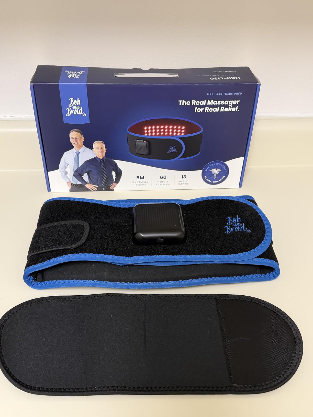 BOB AND BRAD ThermoRed Heating Pad Belt Massager for Lower Back Support, FSA Cordless Wearable Near Infrared Heat & Red Light Lumbar Back Wrap with Adjustable Vibration HSA Eligible, Gift for Family customer photo 1