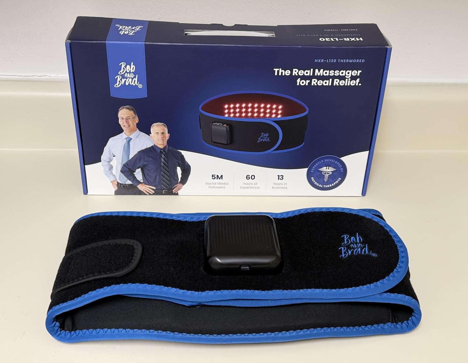 BOB AND BRAD ThermoRed Heating Pad Belt Massager for Lower Back Support, FSA Cordless Wearable Near Infrared Heat & Red Light Lumbar Back Wrap with Adjustable Vibration HSA Eligible, Gift for Family customer photo 2