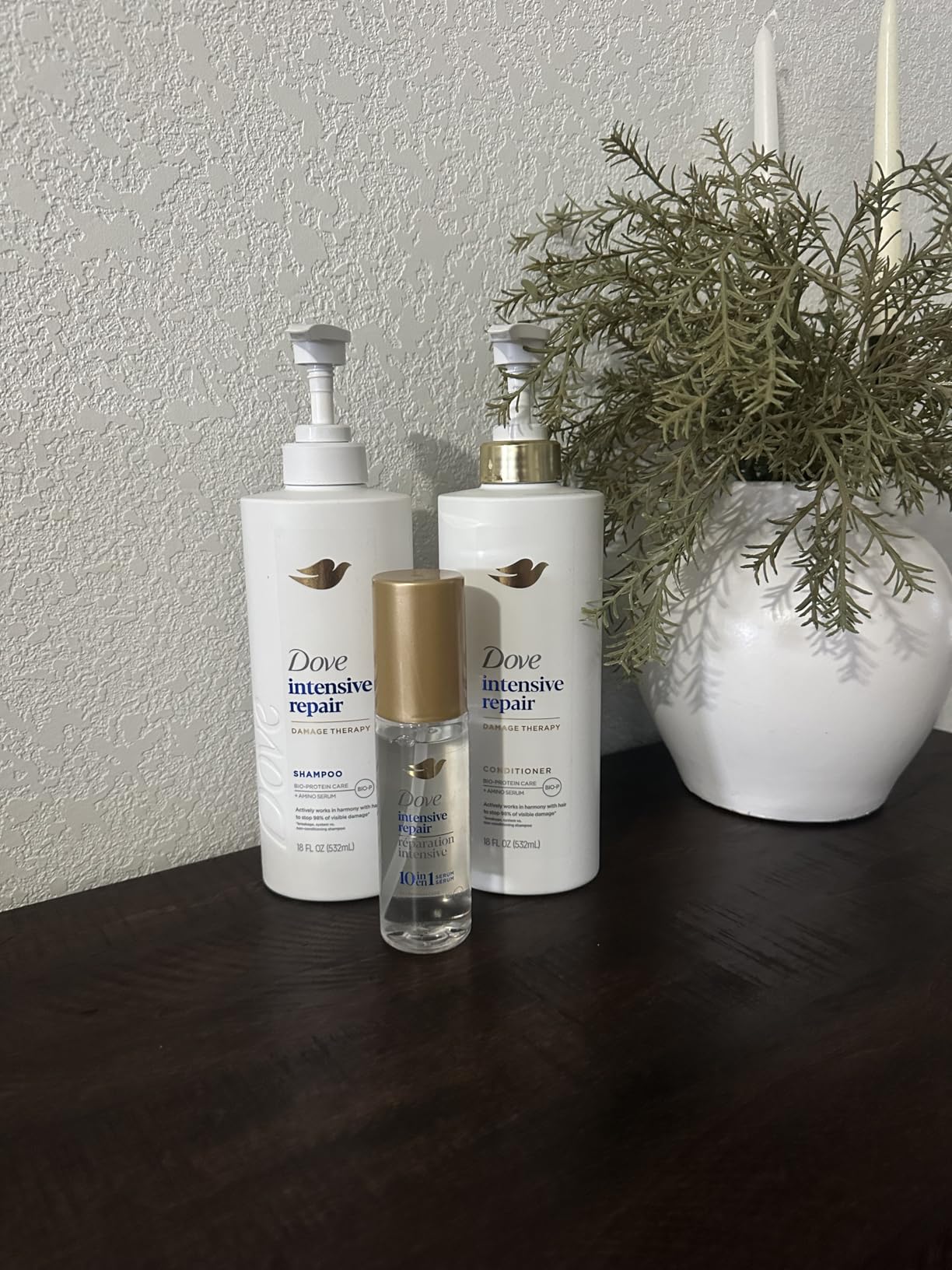Dove Shampoo, Conditioner & Serum Set, Intensive Repair - Damage Therapy Bio-Protein Care Formulas for Restoring Dry, Damaged Hair (3 Piece Set) customer photo 1
