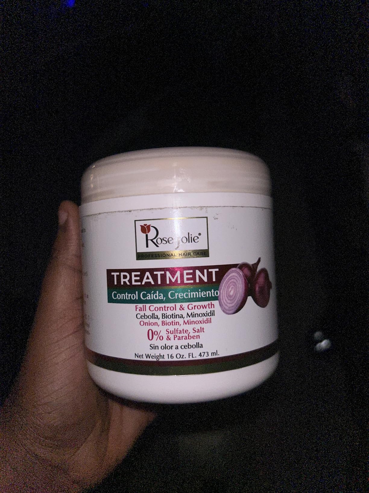 Rose Jolie Onion & Biotin Hair Treatment | Hair Fall Control & Growth Support | Deep Repair for Dry or Damaged Hair | Sulfate-Free, Salt-Free, Paraben-Free | No Onion Smell | 16 fl oz customer photo 2