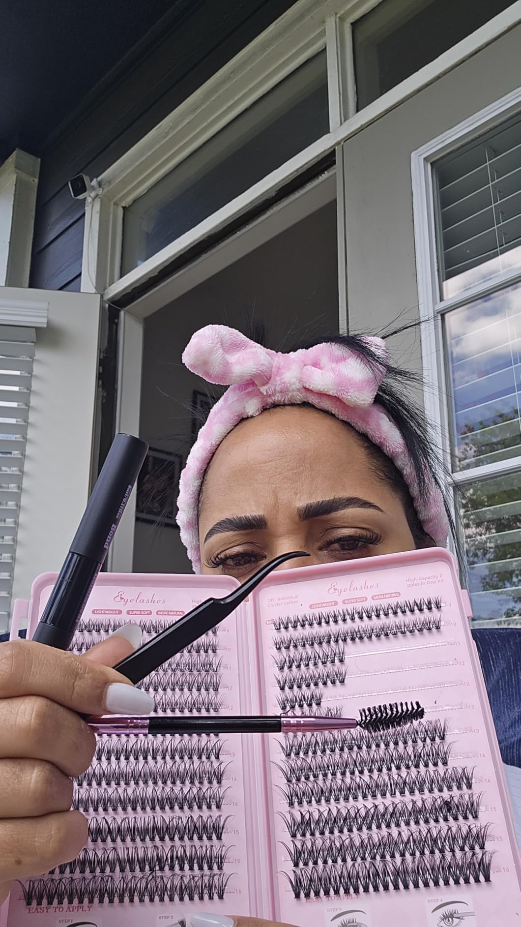 Lash Clusters Kit, Eyelash Clusters Individual Lash Extension Kit Pcs D Curl Fluffy Wispy False Eyelashes Extensions Thin Band with Bond Seal Tweezers Brush Removers (30D+40D KIT 9-16mm) customer photo 2