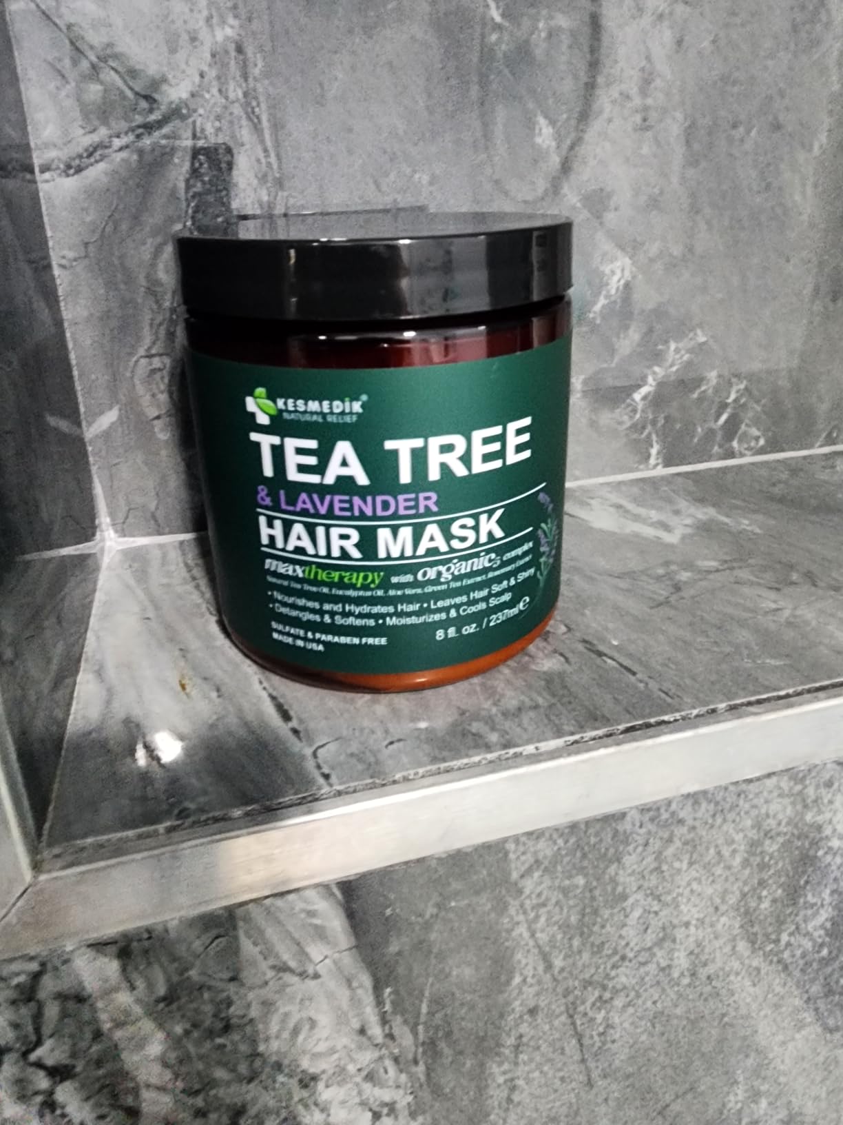 KESMEDIK Tea Tree Hair Mask with Rosemary & Lavender, Deep Conditioning Treatment for Dry, Damaged, Coarse Hair, Hydrating Hair Mask with Itchy Scalp Relief, Men & Women, Sulfate-Free customer photo 1