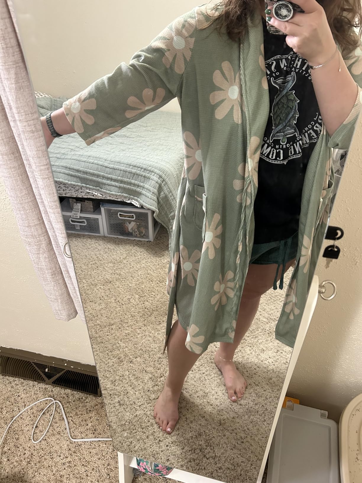 Robes for Women Waffle Knit Kimono Bathrobe Loungewear with Pockets customer photo 1
