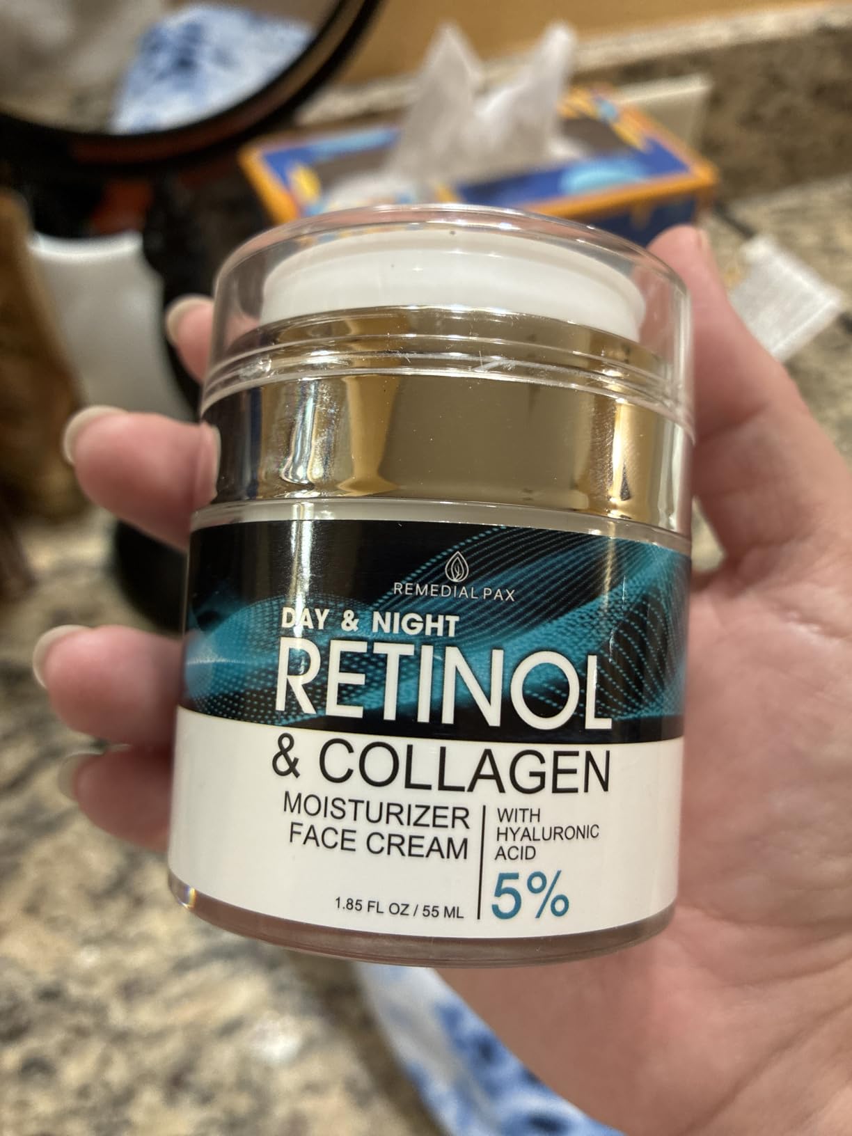 Face Moisturizer Retinol Cream, Anti Aging Neck Firming Cream, Collagen Day & Night Face Cream with Hyaluronic Acid for Women & Men, 1.85 Fl Oz customer photo 1