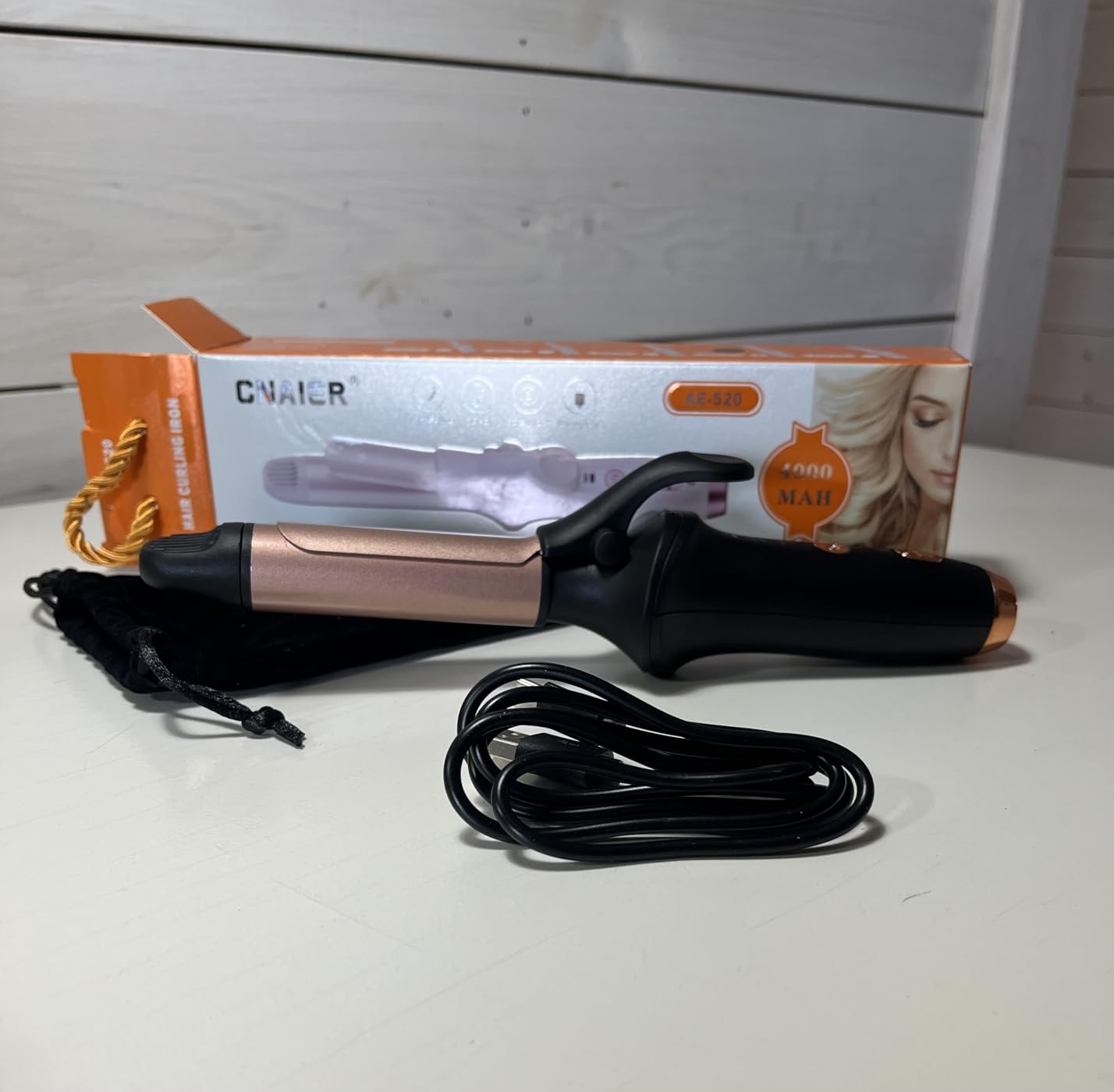 Cordless Curling Iron Hair Curler: Mini USB Rechargeable 4000 mAh 3 Temp Setting Travel Portable 200 Million Negative Ion for Long Short Hair customer photo 1
