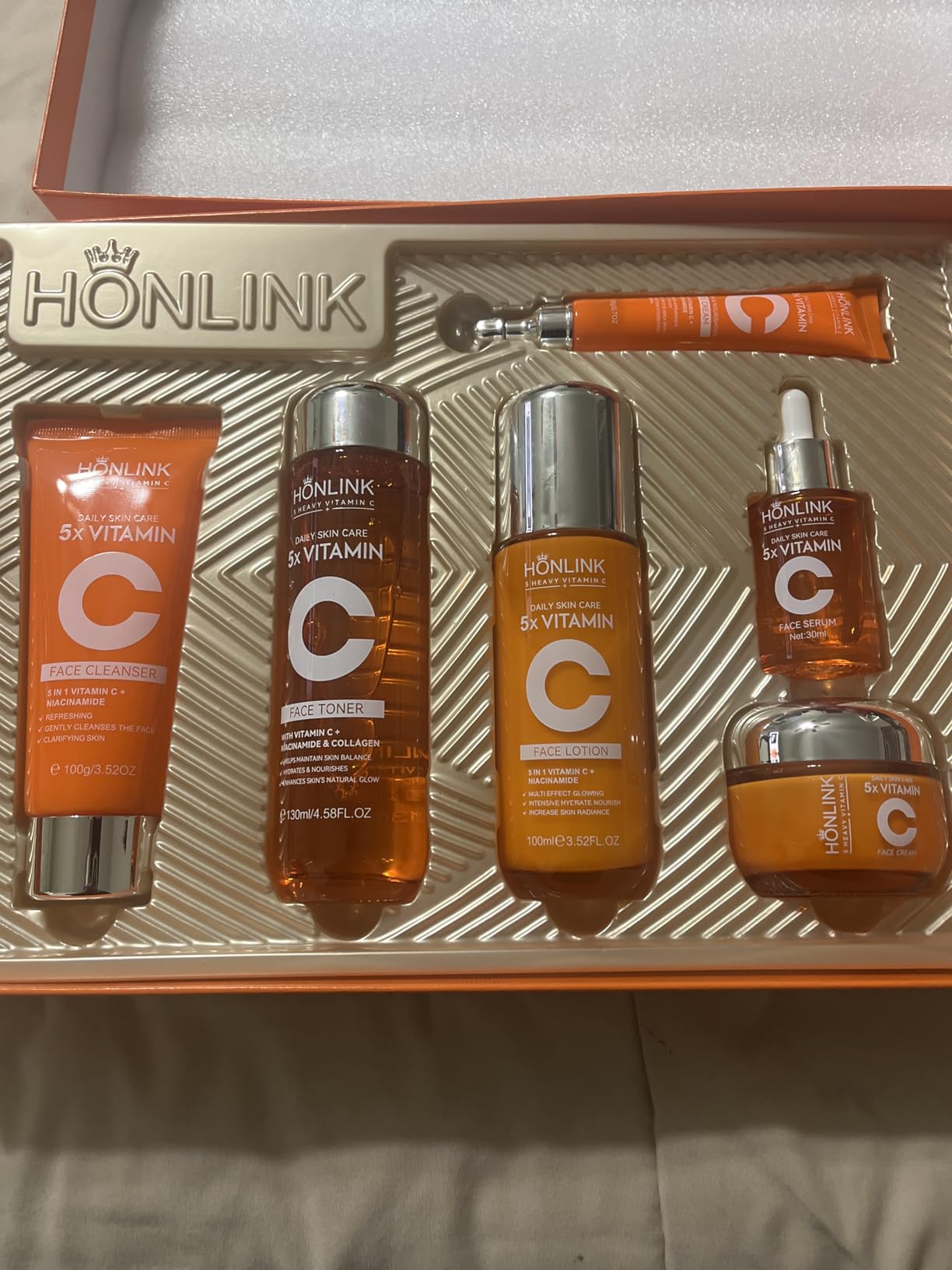 Vitamin C Skincare Set for Women, 6-Step Face Care Routine | Collagen, Niacinamide & Hyaluronic Acid Skincare Collection, Complete Daily Facial Routine & Self Care Gift for Women customer photo 2