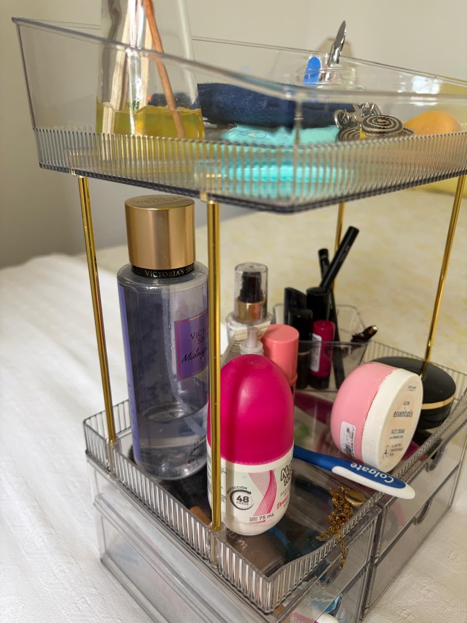 SNSLXH 4-Tier Clear Makeup Organizer Bathroom Storage | 4 Drawers Cosmetics Organiser, Ideal for Countertop, Bathroom, Office, Dresser, for Cosmetics, Skincare, Perfume, Lipstick customer photo 1