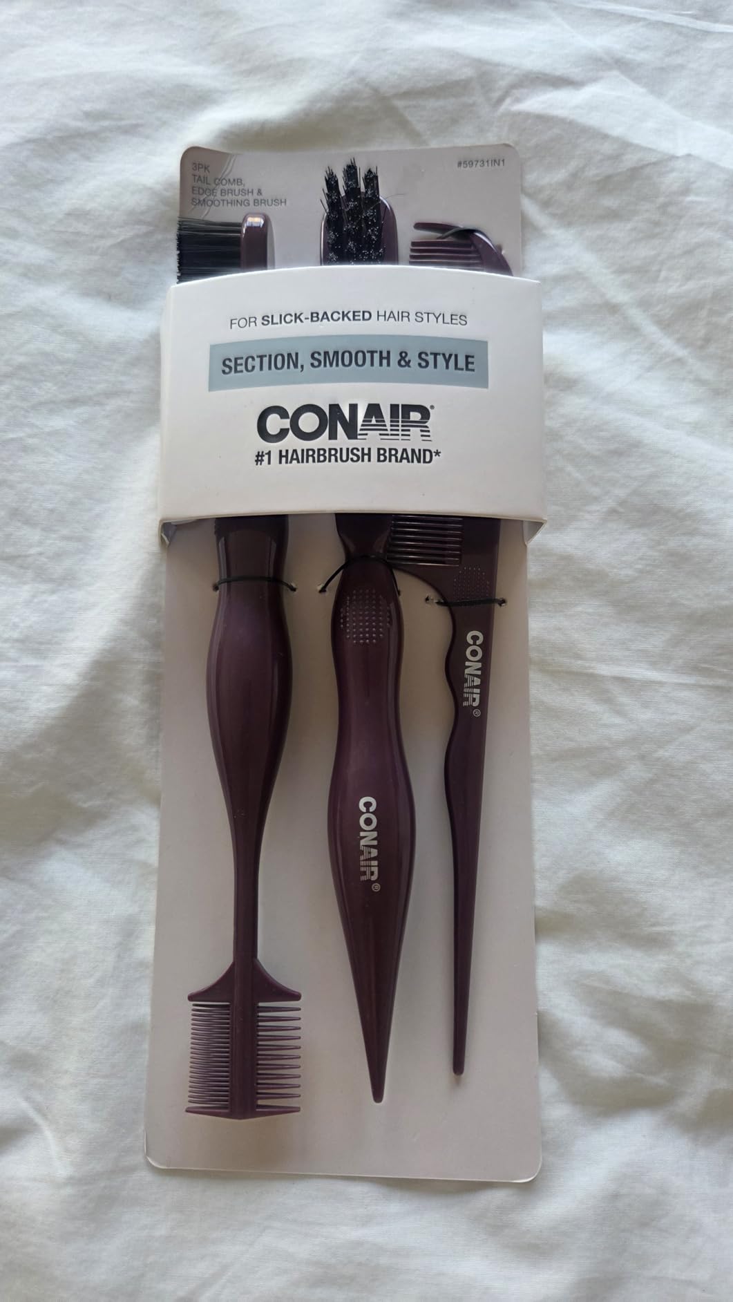Conair Slick Back Tail Comb Set, 3-Pack with Fine Tooth Tail Comb, Edge Brush, and Smoothing Brush for Teasing, Parting, and Smoothing Sleek Hair Styles, Control Hair Flyaways customer photo 2