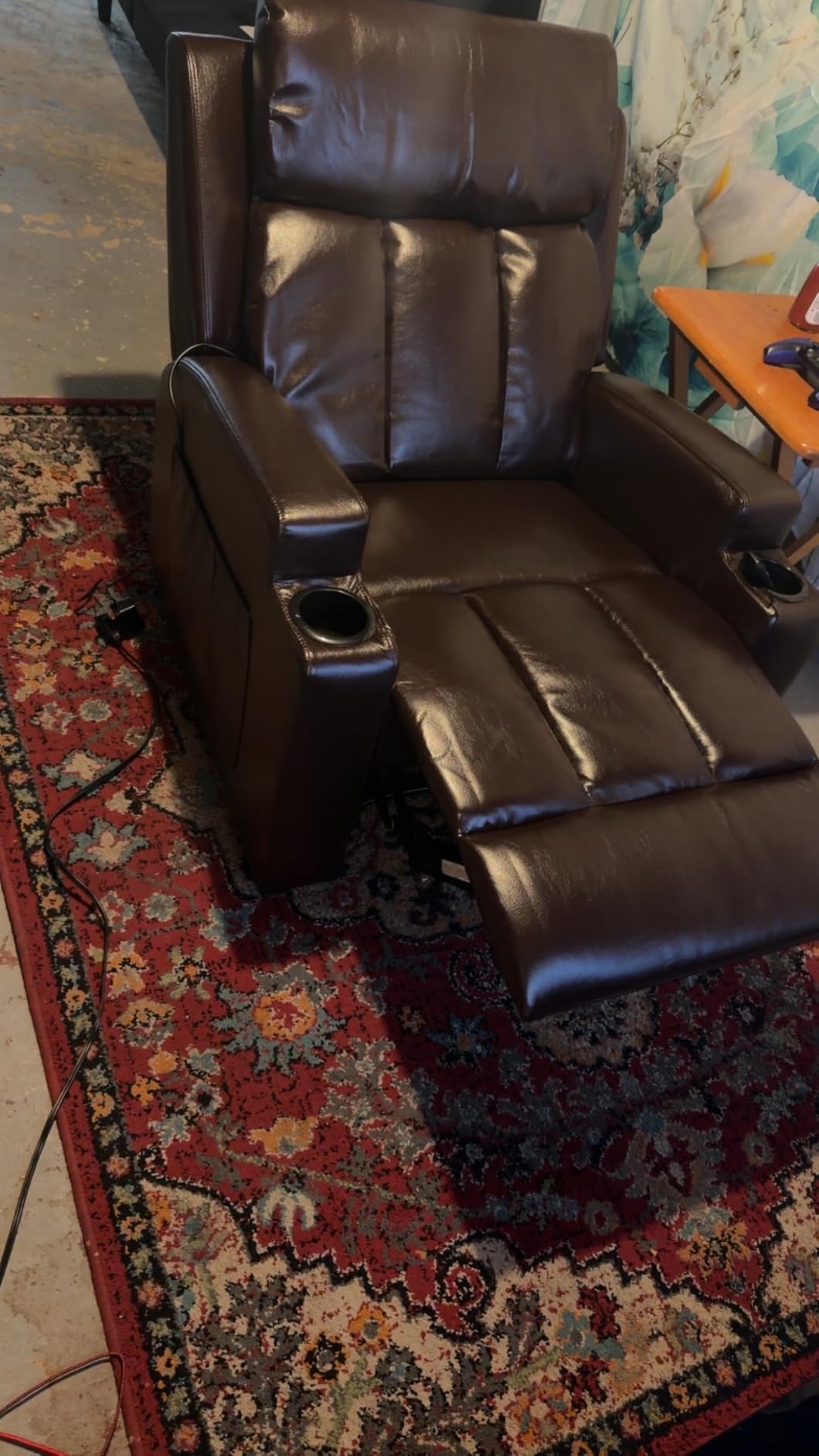 CANMOV Manual Recliner Chair with Massage and Heat, Soft Fabric Recliner Chair with Overstuffed Arm and Back, Manual Reclining Single Sofa with 2 Cup Holders, Side Pocket for Living Room, Dark Grey customer photo 1