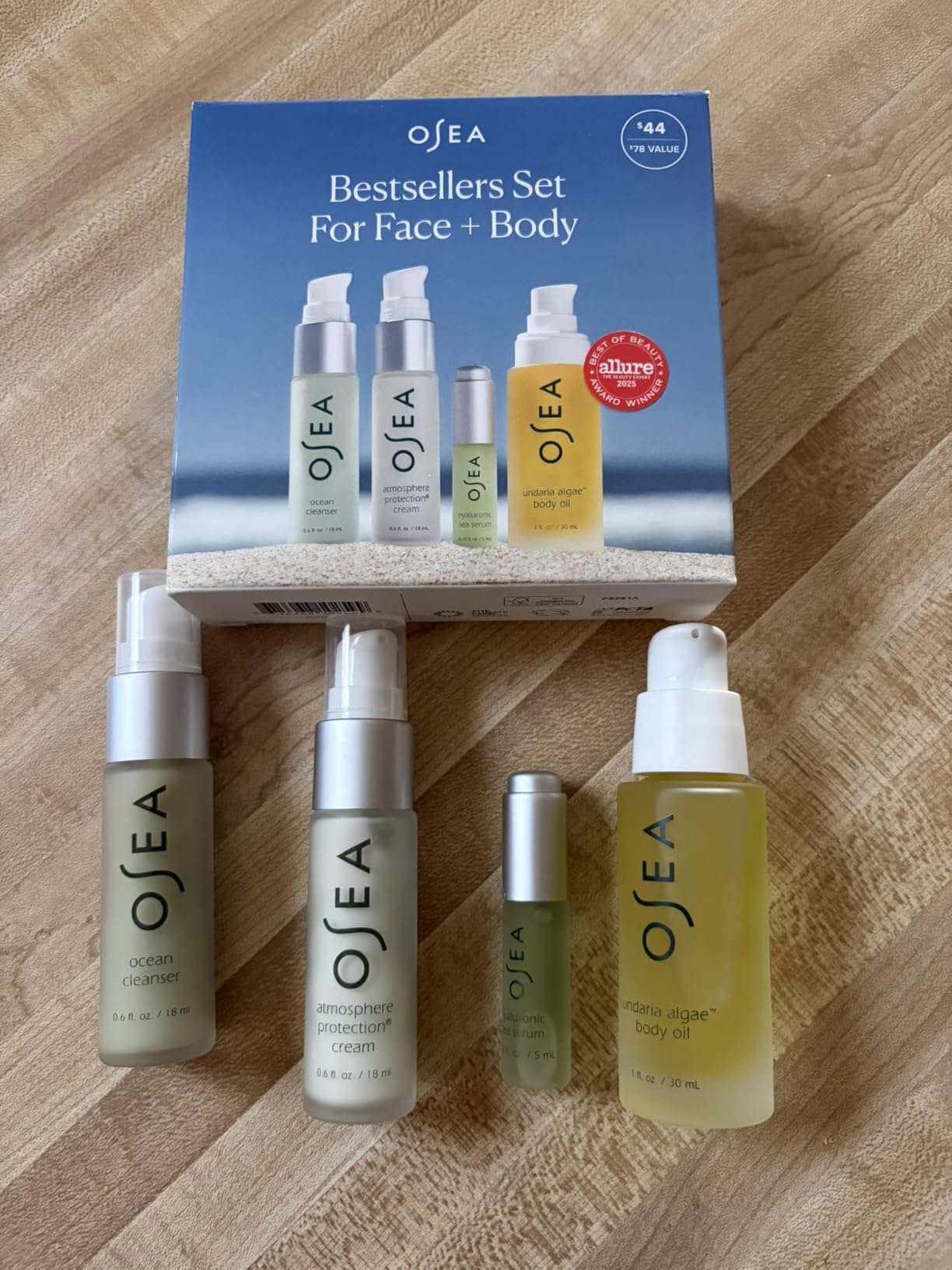 OSEA Bestsellers Set For Face + Body -4-piece Skin Care Set - Body Oil, Face Cleanser, Face Cream, & Hyaluronic Acid Serum - Clean Beauty Travel Set - Ideal for Beauty Gifts customer photo 2