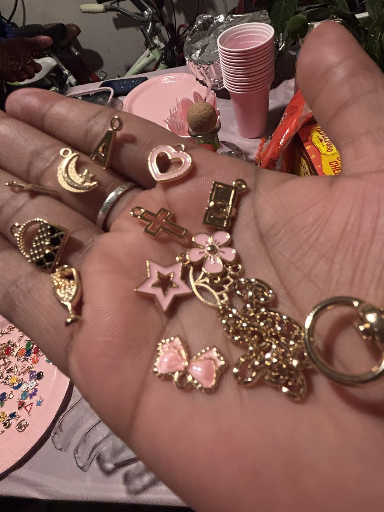 500Pcs Charms Lip Gloss Keychain Making Kit, DIY Craft Supplies with Charms, Key Chain Hooks, Jump Rings, Lobster Clasps, Chains & Tools, Jewelry Making Kit for Custom Keychains, Valentines Gifts customer photo 2