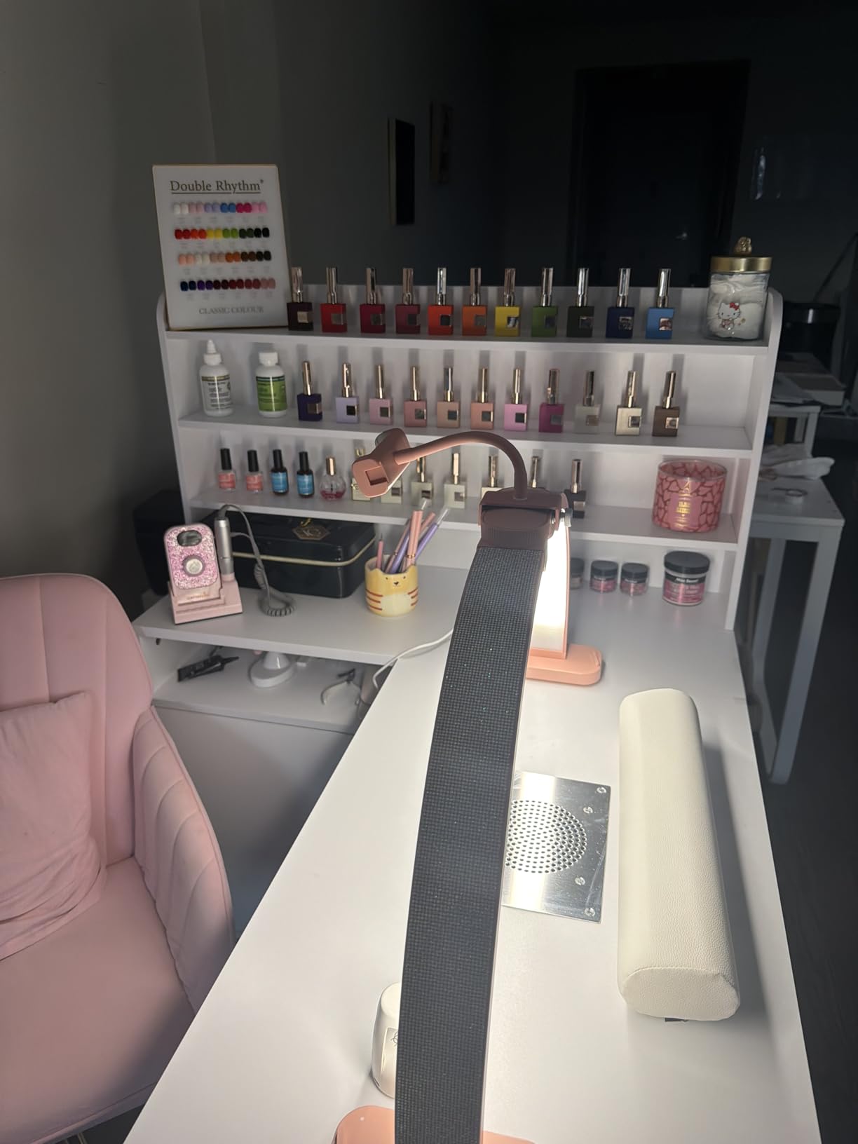 OmySalon L Shaped Manicure Table with Dust Collector, 52