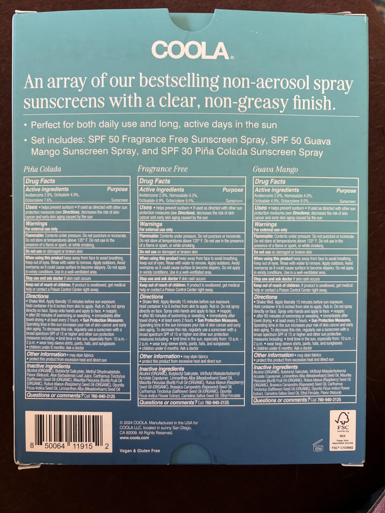 COOLA Organic Sunscreen SPF 50 & 30 Sunblock Spray Kit, Dermatologist Tested Skin Care for Daily Protection, Vegan and Gluten Free, Travel Size, 2 Fl Oz, 3 Pack customer photo 2