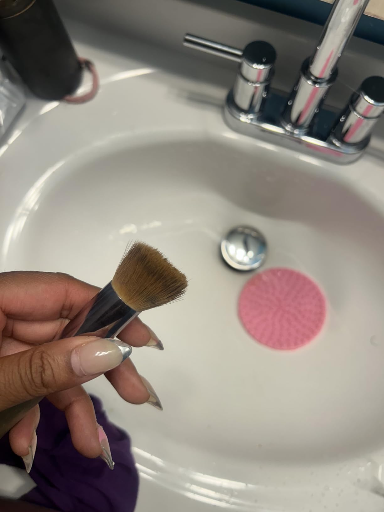 Makeup Brush Cleaner, Make Up Brush Cleaner Cleanser Solution + Brush Cleaning Mat, Makeup Cleaner for Brushes, Sponge, Deep Clean Shampoo, Gentle Formula Cruelty Free 3 Piece Set customer photo 1