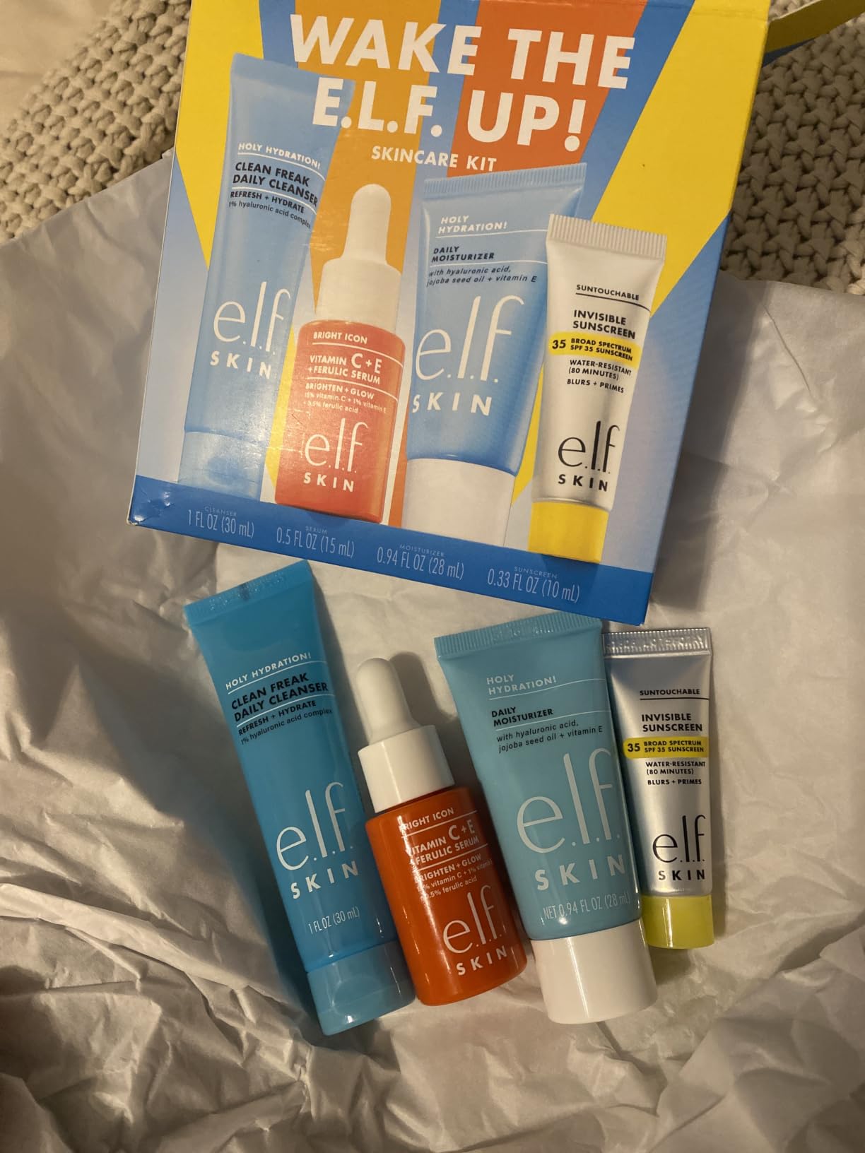 e.l.f. SKIN Wake the e.l.f. Up Skincare Kit | Travel-Size Hydrating Face Cleanser, Sunscreen, Moisturizer & Brightening Serum, Vegan & Cruelty-Free customer photo 2