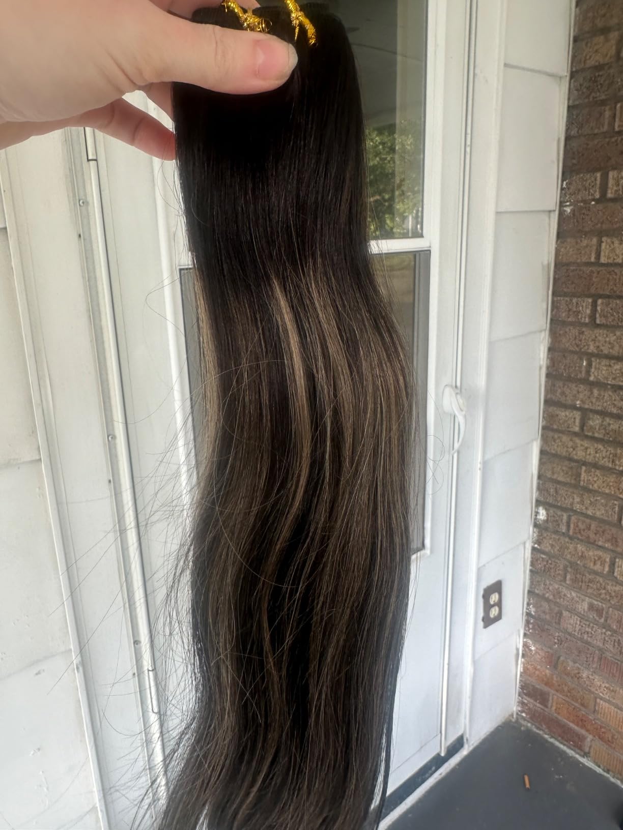 DOORES Sew in Hair Extensions Real Human Hair, Jet Black 24 Inch 120g, Hand Tied Weft Bundles Natural Straight Extensions customer photo 1