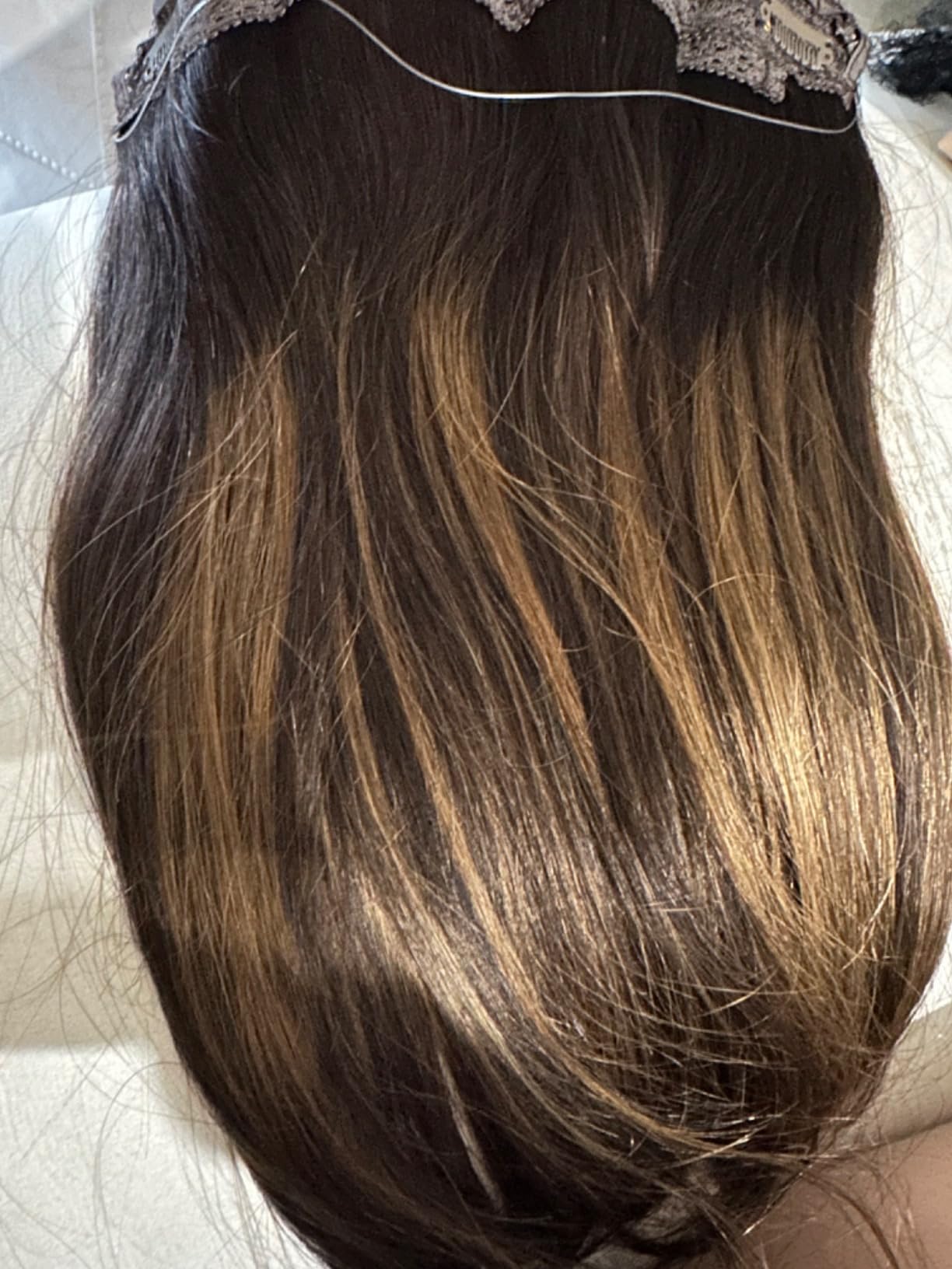 Hotbanana Butterfly Weft Hair Extensions Human Hair, 16 Inch 80g Dark Brown, Invisible Micro-link Hole Butterfly Sew in Weft Extensions customer photo 2