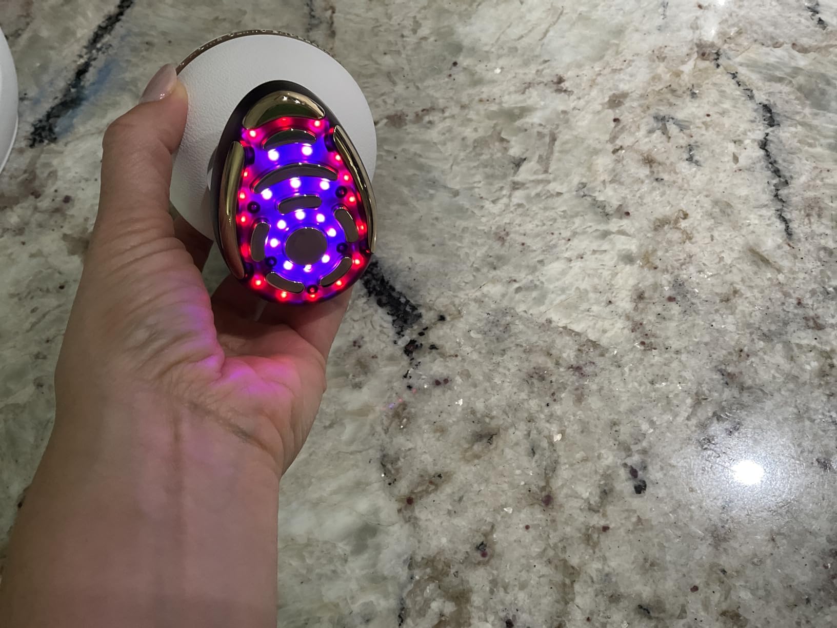 INIA SPHERA Upgraded 8-in-1 Microcurrent Facial Device for Face & Neck - Red Light, Thermal & Cooling Beauty Tool, 5 Custom Modes, At-Home Skin Stimulation & Glow Care Skincare Tool customer photo 2