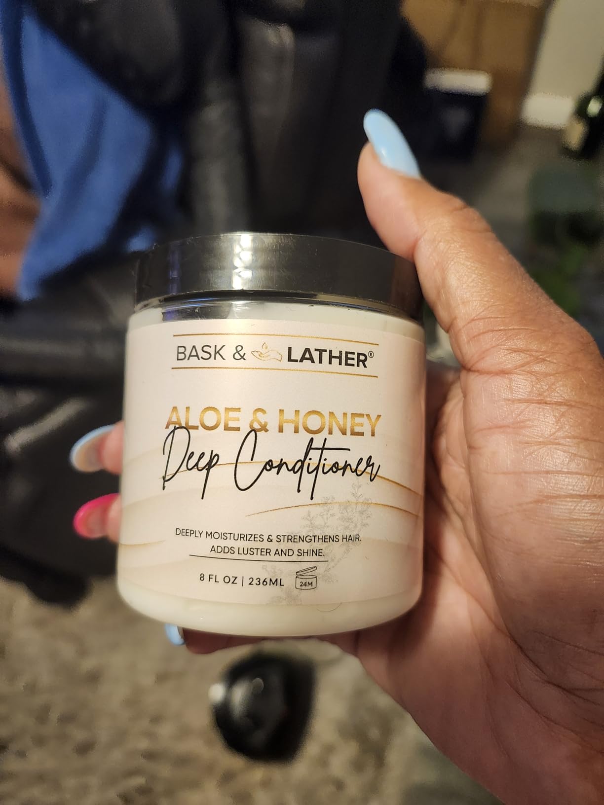 BASK & LATHER Aloe & Honey Deep Conditioner - Moisturizing Hair Mask with Aloe Vera, Honey & Shea Butter - Restores Strength, Reduces Breakage, For All Hair Types & Color-Treated Hair, 8oz customer photo 1