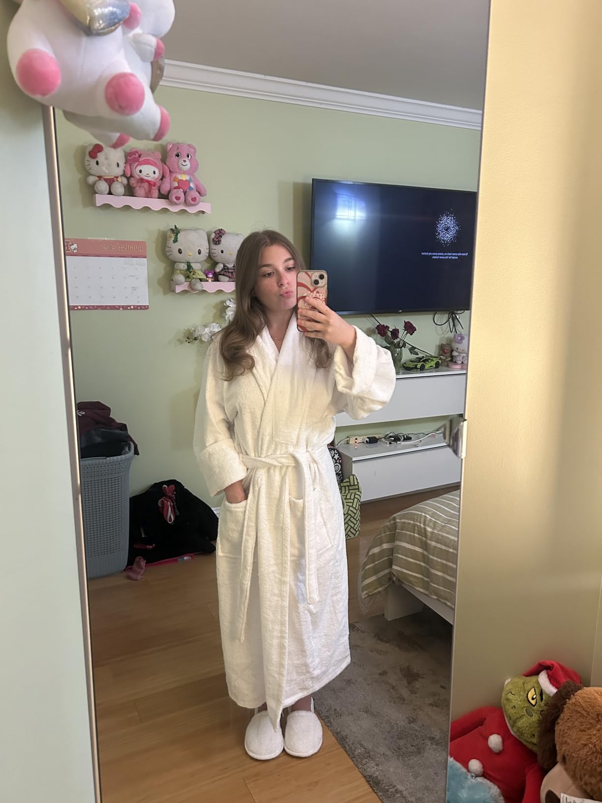 BIOLINEN 100% Cotton Terry Shawl Collar Bathrobe with Slippers customer photo 1