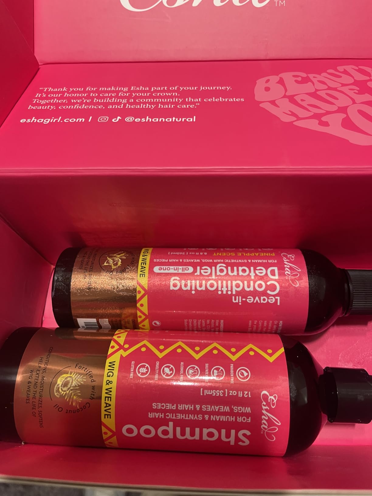 Esha Wig Revival Kit - Wig Shampoo & Detangler Spray Set for Human Hair & Synthetic Wigs - Cleans, Softens & Refreshes Hair Units (2 Items) customer photo 1