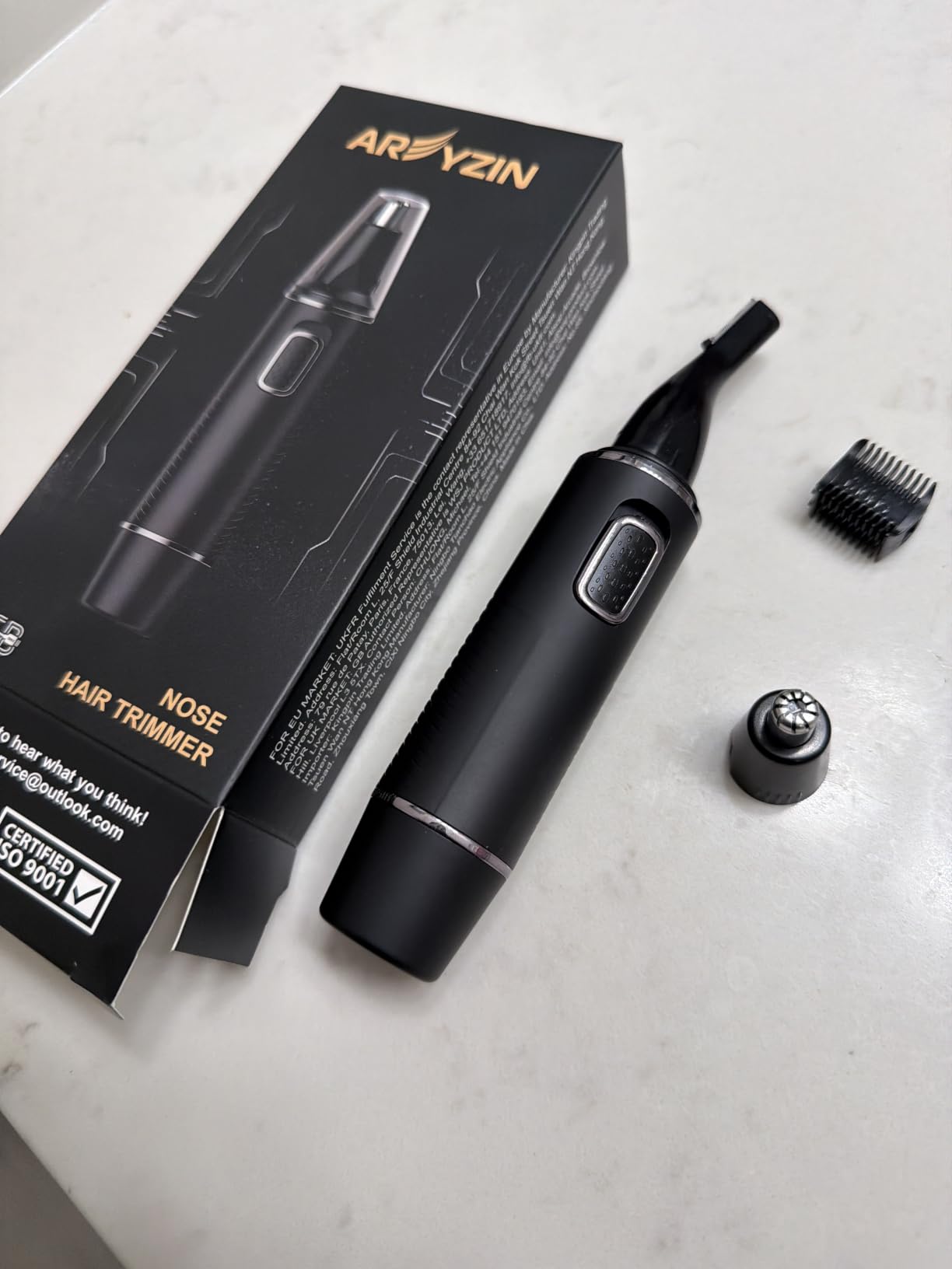 AREYZIN Nose Hair Trimmer for Men, Rechargeable Ear and Nose Trimmer, 2026 Professional 2 in 1 Painless Eyebrow & Facial Hair Trimmer with IPX7 Waterproof Dual Edge Blades (Black) customer photo 1