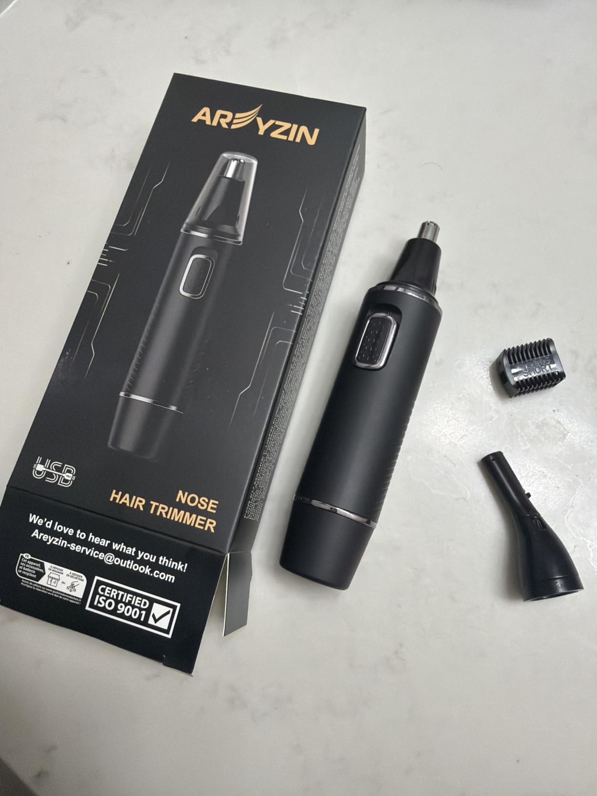 AREYZIN Nose Hair Trimmer for Men, Rechargeable Ear and Nose Trimmer, 2026 Professional 2 in 1 Painless Eyebrow & Facial Hair Trimmer with IPX7 Waterproof Dual Edge Blades (Black) customer photo 2