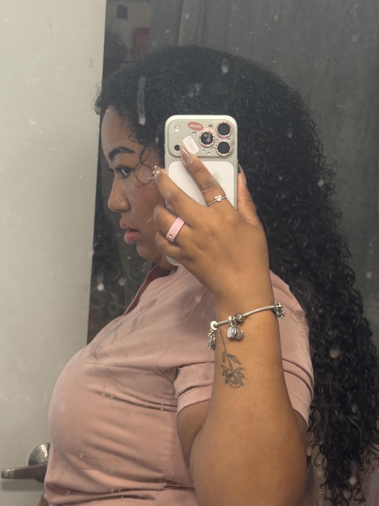 Curly Clip In Hair Extensions 6 Pcs 18 Clips Water Wave Clip Ins 100% Pure Protein Silk Fiber Real Hair Feeling 22 Inch Full Head Double Lace Weft Soft Natural Hair Extensions for Women (22 Inch 1B) customer photo 2