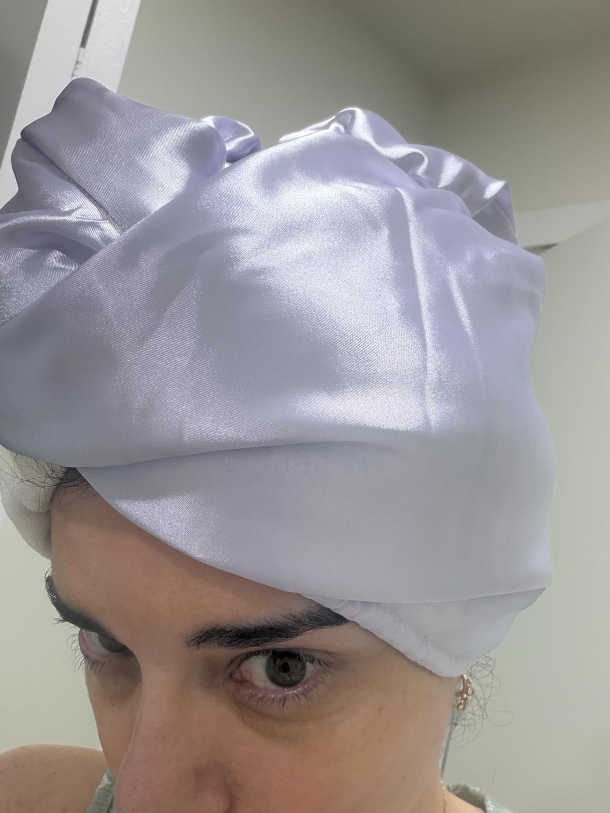 Satin Microfiber Hair Towel Wrap for Women - Super Absorbent, Quick Dry, Anti-Frizz - for Long and Short Hairs, Turbans for Women, Wet and Curly Hair Wrap (Black) customer photo 1