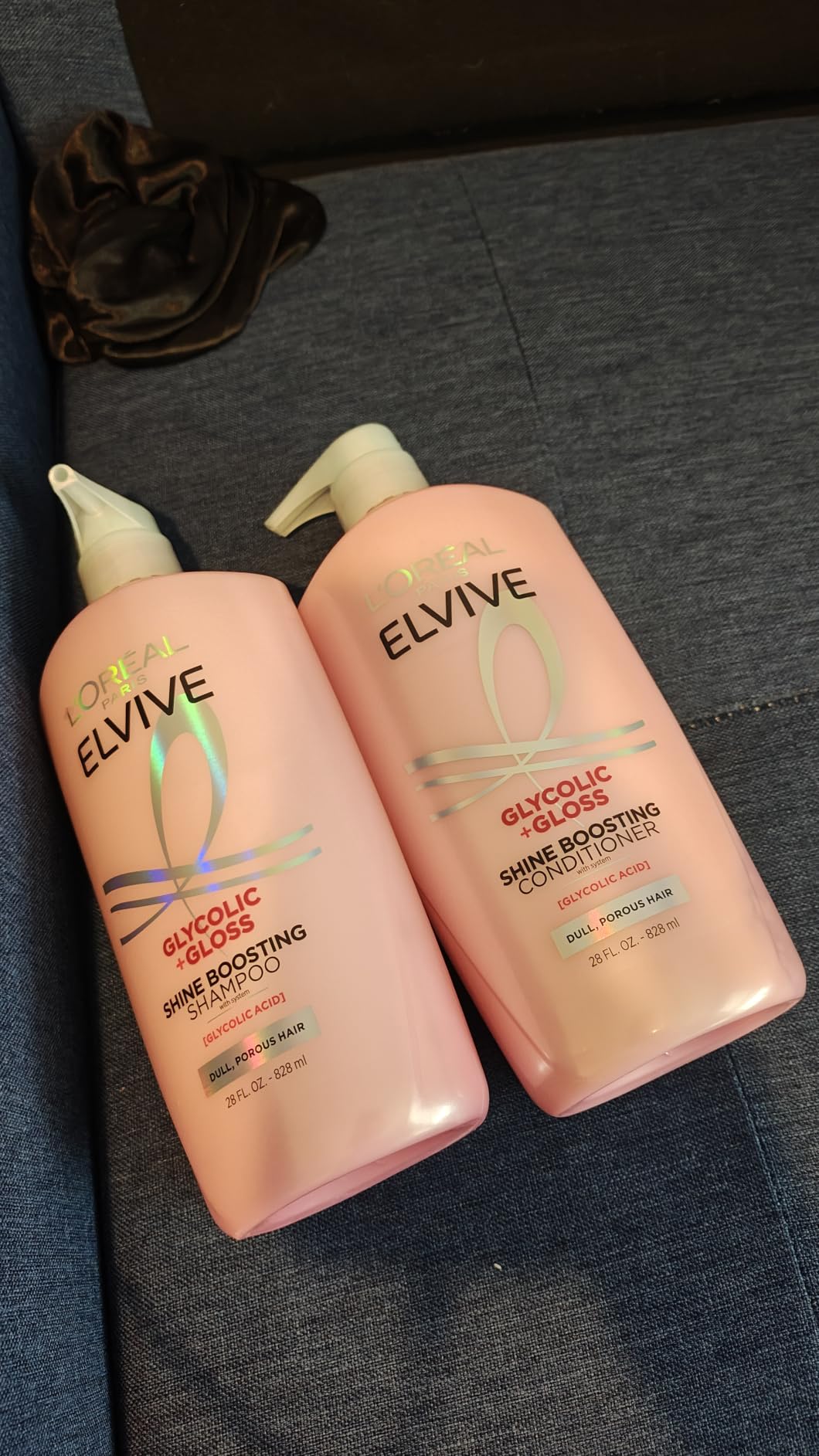 L'Oreal Paris Elvive Glycolic + Gloss Shine Boosting Shampoo and Conditioner Set, Cleanses and Smooths Dull, Porous Hair Into High-Shine, Glossy Hair, 56 Fl Oz Set customer photo 2