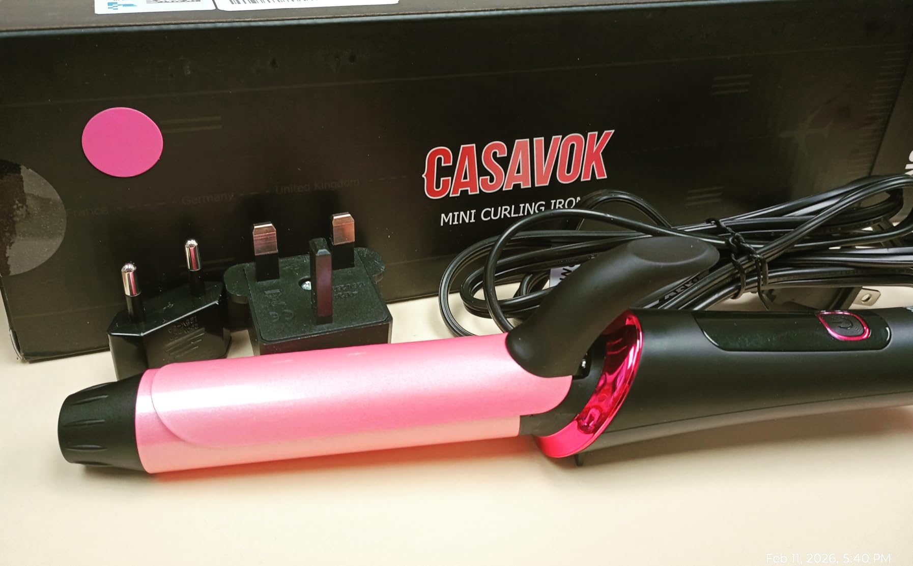 Dual Voltage Travel Curling Iron Mini, 1 Inch for Short Hair & Worldwide, Travel Size with UK & EU Plug Adapters, 100-240V Worldwide Dual Voltage, 5 Heat Settings, 30s Fast Heating, Auto Shut-Off customer photo 1