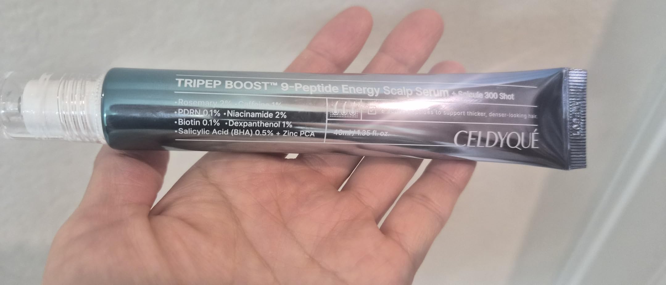 9-Peptide Hair Growth Scalp Care Serum 1.35 Oz(2X Size) - Rosemary 2% Caffeine 1% PDRN & Spicule 300 Roll-On Type | Thicker Fuller-looking Hair w/Niacinamide Zinc PCA | Thinning hair Korean Haircare customer photo 1