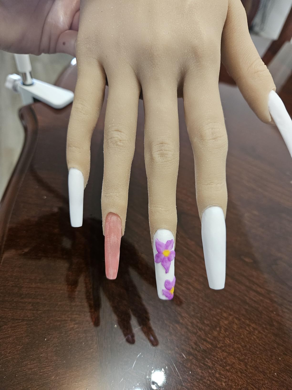 Beginners Practice Hand for Acrylic Nails: Realistic Silicone Nail Hand Practice with Flexible Fingers - Fake Training Hand Mannequin Hand for Nail Techs customer photo 2