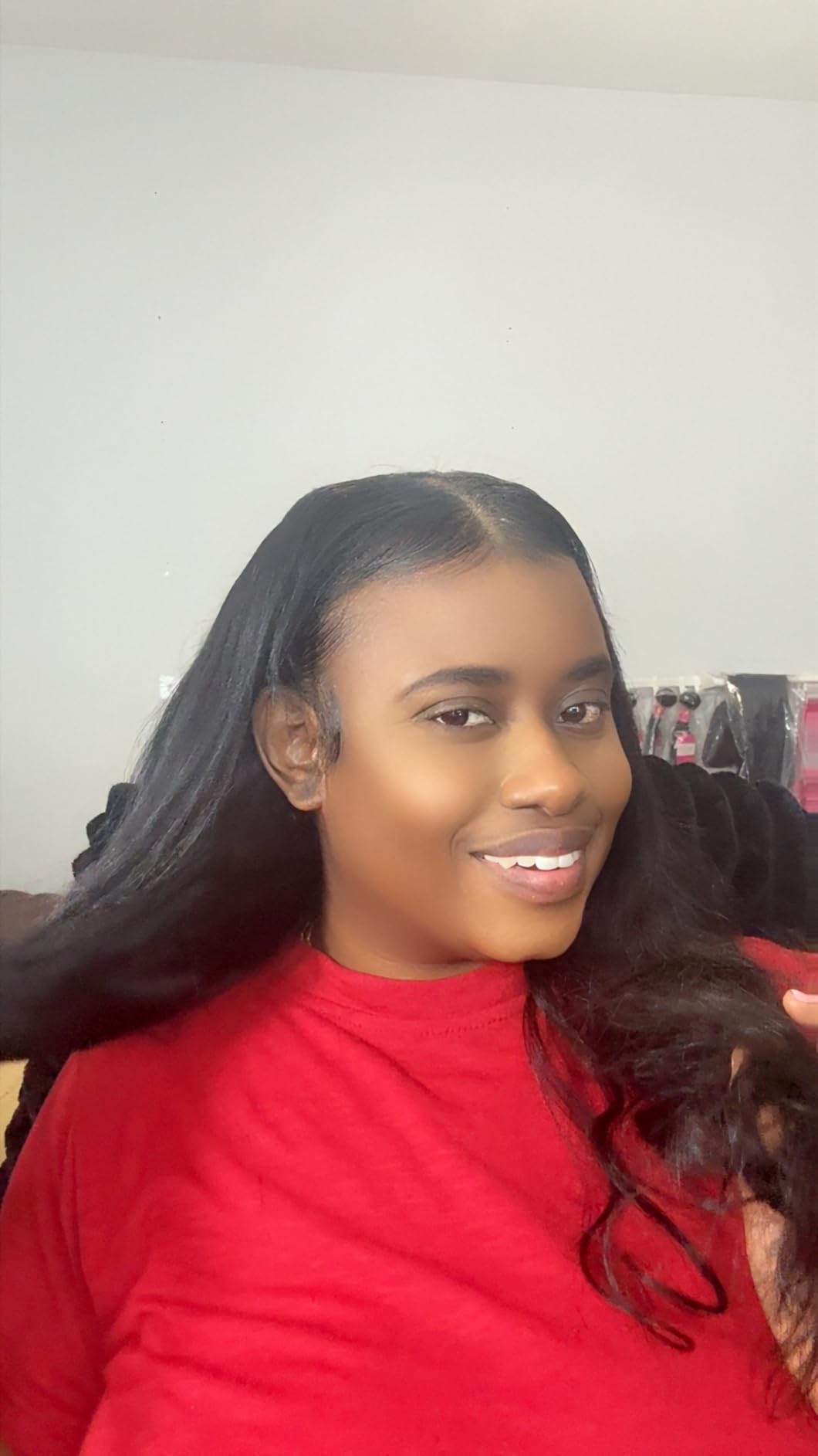 V Part Wig Human Hair Body Wave Upgrade U Part Human Hair Wigs with Drawstring Vpart Clip in No Leave Out Half Wig Glueless for Black Women Beginner Friendly 180% Density Natural Black 20 inch customer photo 1