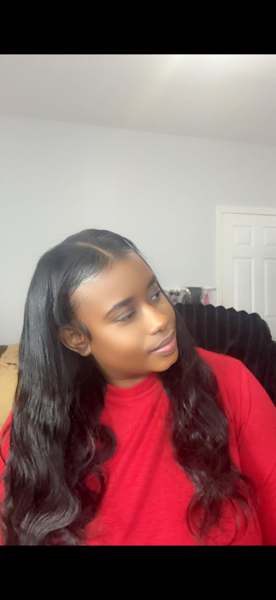 V Part Wig Human Hair Body Wave Upgrade U Part Human Hair Wigs with Drawstring Vpart Clip in No Leave Out Half Wig Glueless for Black Women Beginner Friendly 180% Density Natural Black 20 inch customer photo 2