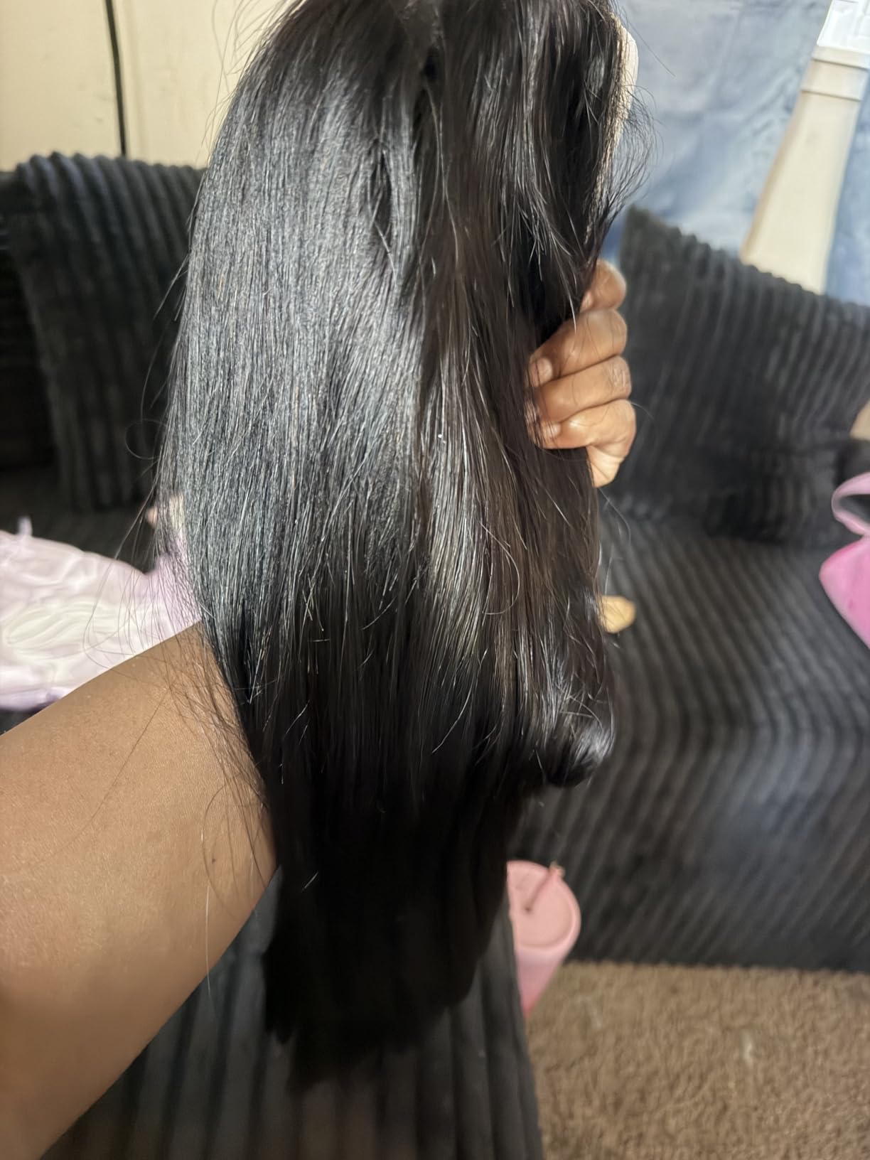 16 Inch Layered Wig Face-Framing Glueless Wigs Human Hair Pre Plucked Pre Cut 200 Density 6X6 Straight HD Lace Front Ready To Wear Wigs Glueless Human Hair For Black Women Beginner Friendly customer photo 1