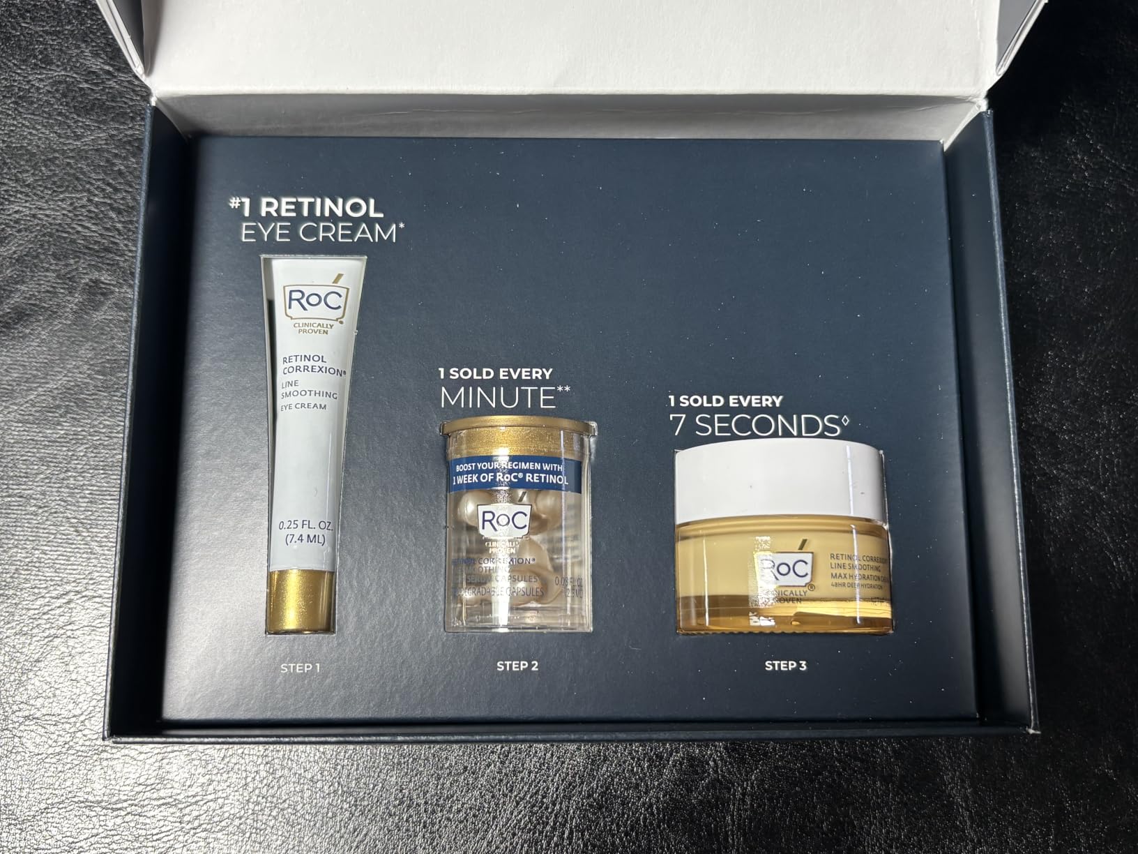 RoC Clinical Mini Retinol Anti-Aging Skincare Routine Kit with Line Smoothing Eye Cream, Serum Capsules, and Max Hydration Face Cream for Wrinkles and Dark Circles customer photo 1