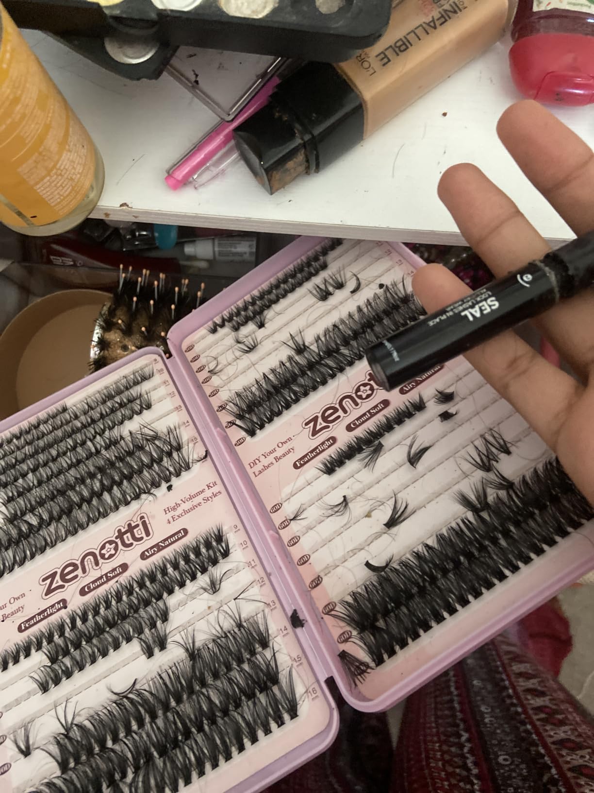 Lash Clusters Kit Fluffy 80D 100D Eyelash Clusters Kit 544PCS Wispy Cluster Eyelash Extensions D Curly Individual Lashes 8-16mm Soft Band DIY at Home with Lash Bond&Seal Tweezers Brush by zenotti customer photo 2