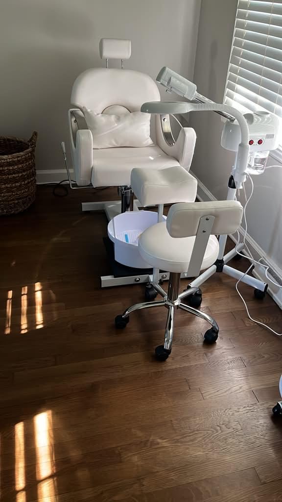 KIGOTY Pedicure Chair No Plumbing with Massage Bath, 360° Swivel, Black Gold | Reclining Pedicure Station Unit, Adjustable Height, Hydraulic Foot Spa Chair, Footrest, Headrest customer photo 2
