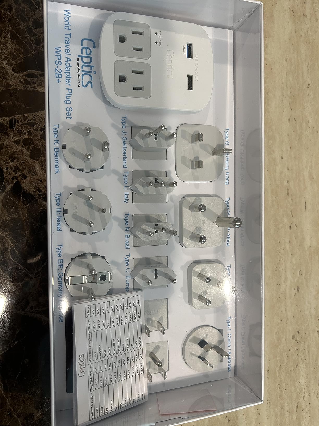 Ceptics 200W+2000W Voltage Converter, 3 USB-A + 1 USB-C, 6 SWadAPt Plugs | For curling irons, straighteners & chargers. 3 AC outlets, 4 USB with QC 3.0 & SWadAPt Type A/B/C/E/F/G/I plugs. customer photo 1