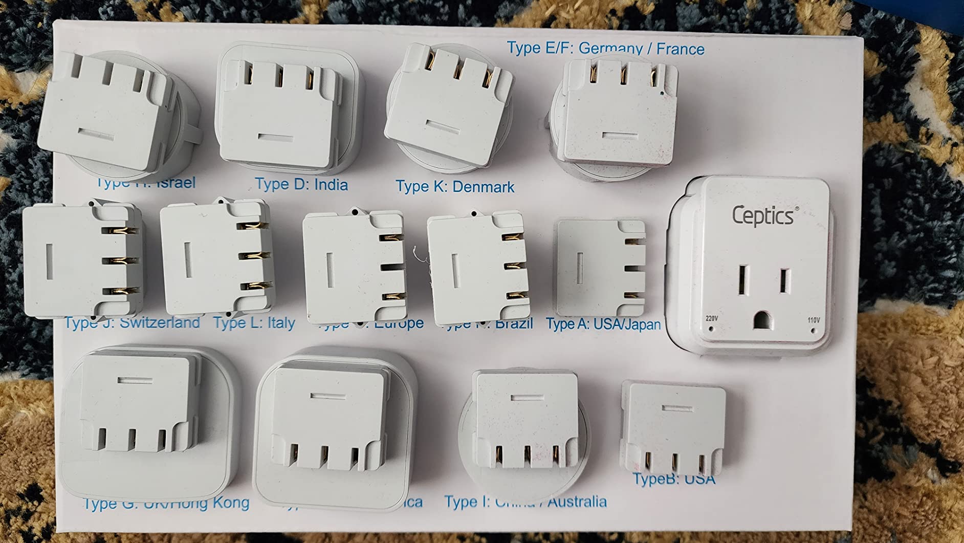 Ceptics 200W+2000W Voltage Converter, 3 USB-A + 1 USB-C, 6 SWadAPt Plugs | For curling irons, straighteners & chargers. 3 AC outlets, 4 USB with QC 3.0 & SWadAPt Type A/B/C/E/F/G/I plugs. customer photo 2