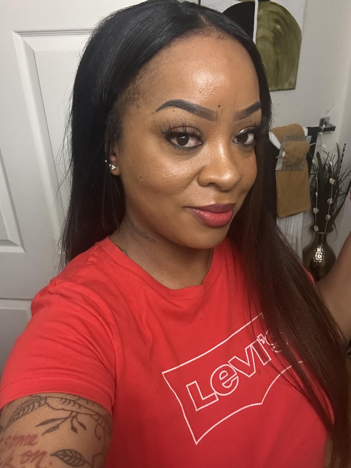 KLAIYI Bye Bye Slip Bob Wig Human Hair Glueless Precut 7x5 HD Lace Front Wigs Drawstring Sleek Straight Pre Plucked Bleached Knots Pre Everything 30S Ready to Wear and Go Wig Beginner Friendly 14 Inch customer photo 2