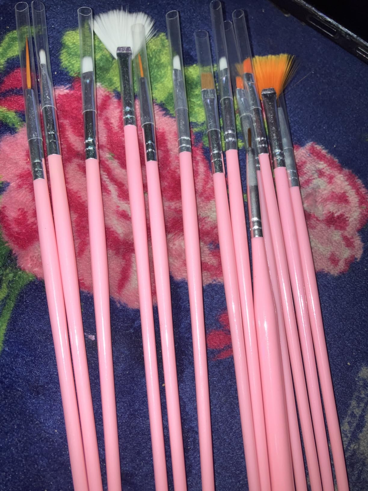 FANDAMEI Nail Art Kit, Nail Design Tools kit with Nail Brushes, Dotting tool, Mixing Palette, Nail Stand. Fake Nail Kits with Almond Gel Nail Tips, Nail Glue, Adhesive Tabs, Nail File. Manicure Set customer photo 1
