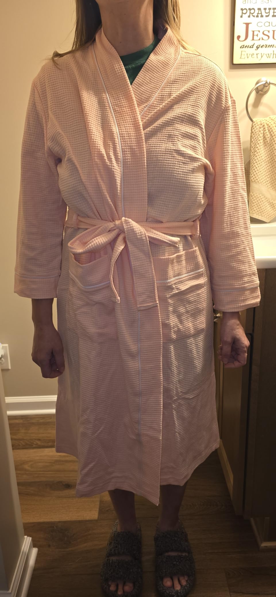 Women's Cotton Waffle Kimono Robe, Lightweight Quick Dry Spa Shower Robe with Pockets customer photo 2